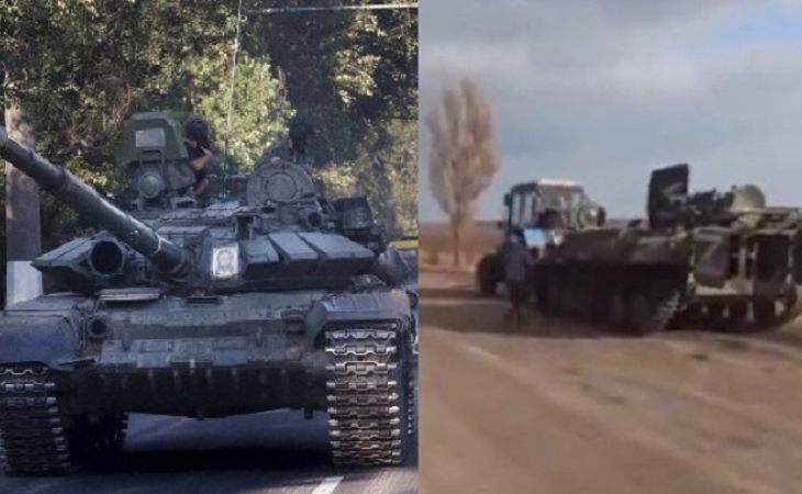 Ukraynalı fermer rus tankını ələ keçirərək həyətinə apardı - VİDEO