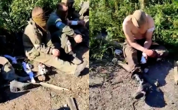 Rusiya ordusunun əsgərləri Ukraynada əsir düşdü - VİDEO