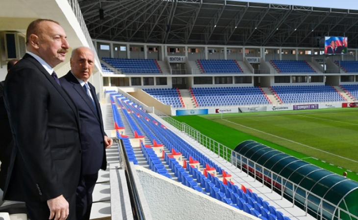 Prezident Sumqayıt şəhər stadionunda - FOTO