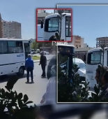 Bakıda iki avtobus bir-birinə çırpıldı - VİDEO