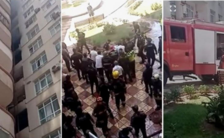Bakıda 16 mərtəbəli binada YANĞIN: Vətəndaşlar, FHN işçiləri və polislər yaralandı - VİDEO