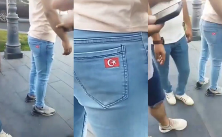 İrəvanda TƏLAŞ: Paltarında Türkiyə bayrağı olan gənc Ermənistanda QORXU YARATDI