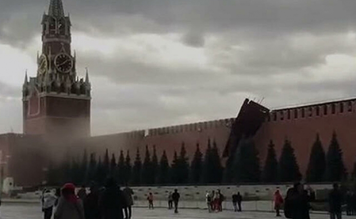 Moskvada güclü külək Kremlin DİVARINI UÇURDU - ANBAAN VİDEO